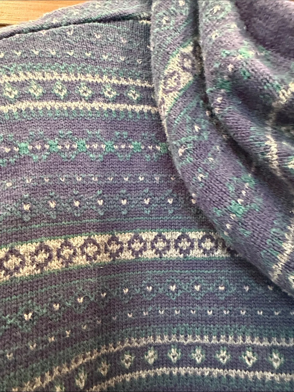 Izod Men's Purple Striped Fair Isle Crewneck Hoodie